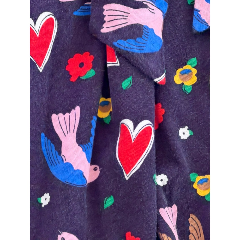 Boden Leandra Navy Blue Bird Dove Heart Print Long Sleeve Midi Dress Tie Waist 8 - Picture 9 of 13